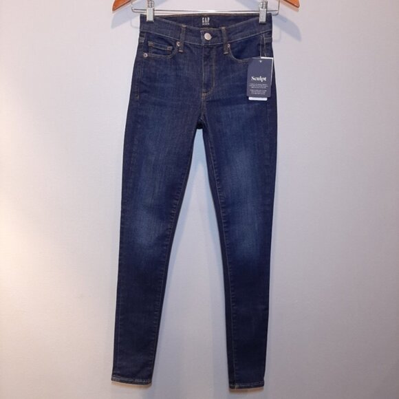 3/$20 NEW Gap Denim True Skinny Jeans Ankle Sculpting Womens Size 24 Blue - Picture 2 of 12